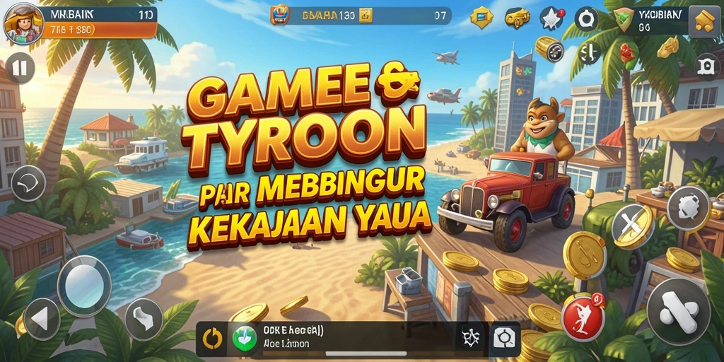 Screenshot gameplay 73K menampilkan pengelolaan bisnis yang seru.