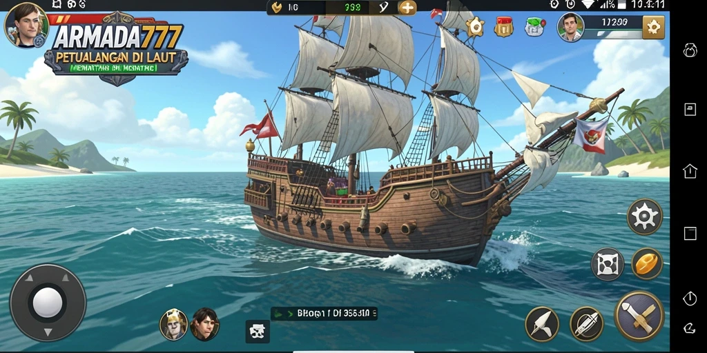 Tangkapan layar ARMADA777 menampilkan aksi seru di tengah lautan.