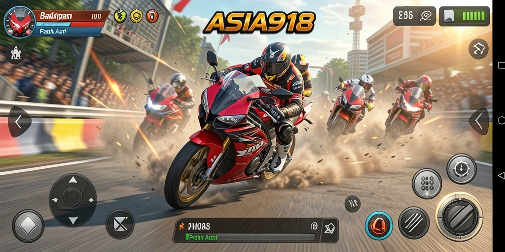 Gameplay menegangkan dan balapan motor yang mendebarkan.