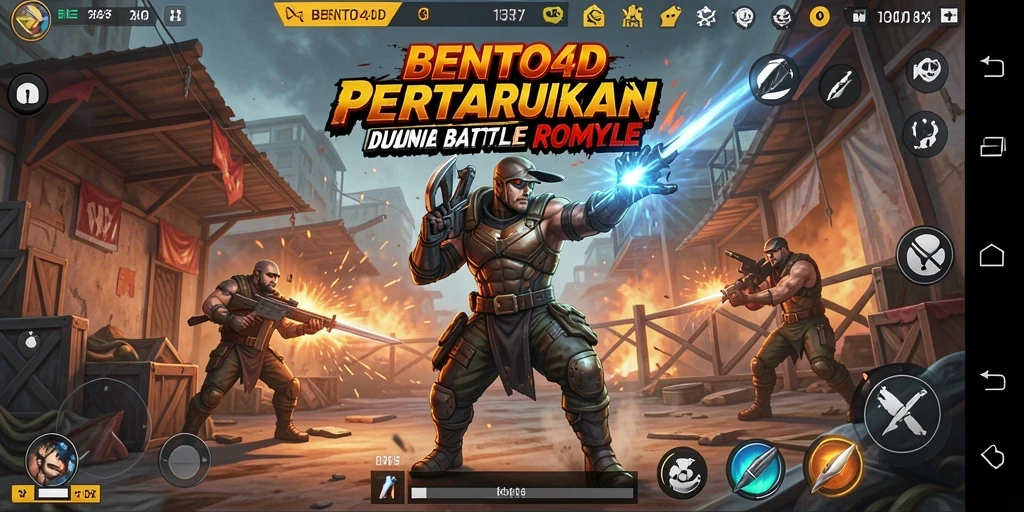 Screenshot BENTO4D menampilkan aksi menegangkan dalam pertarungan Battle Royale.