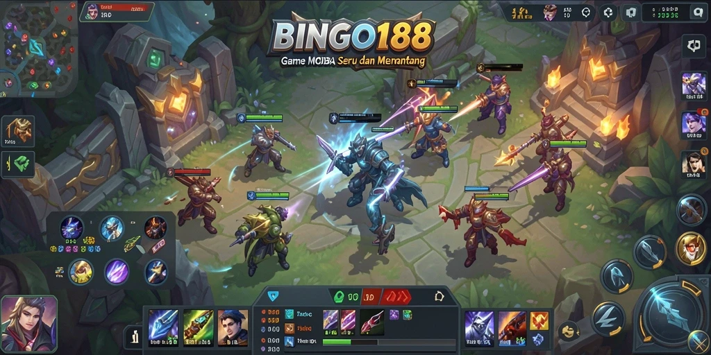 Screenshot BINGO188 menampilkan aksi seru di arena MOBA.