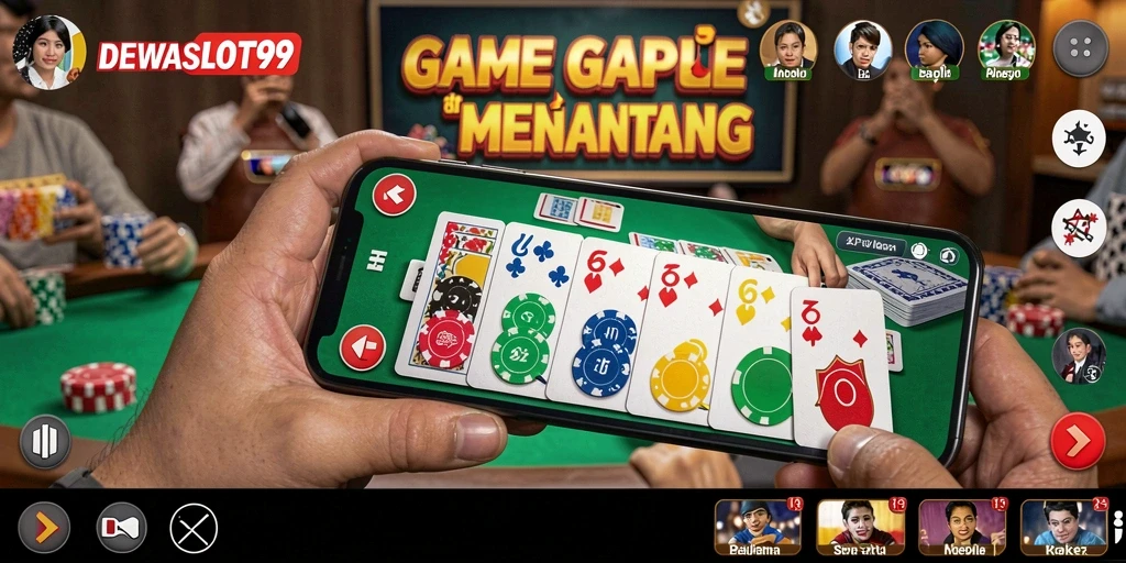 Tampilan gameplay Gaple yang seru dan interaktif di DEWASLOT99.