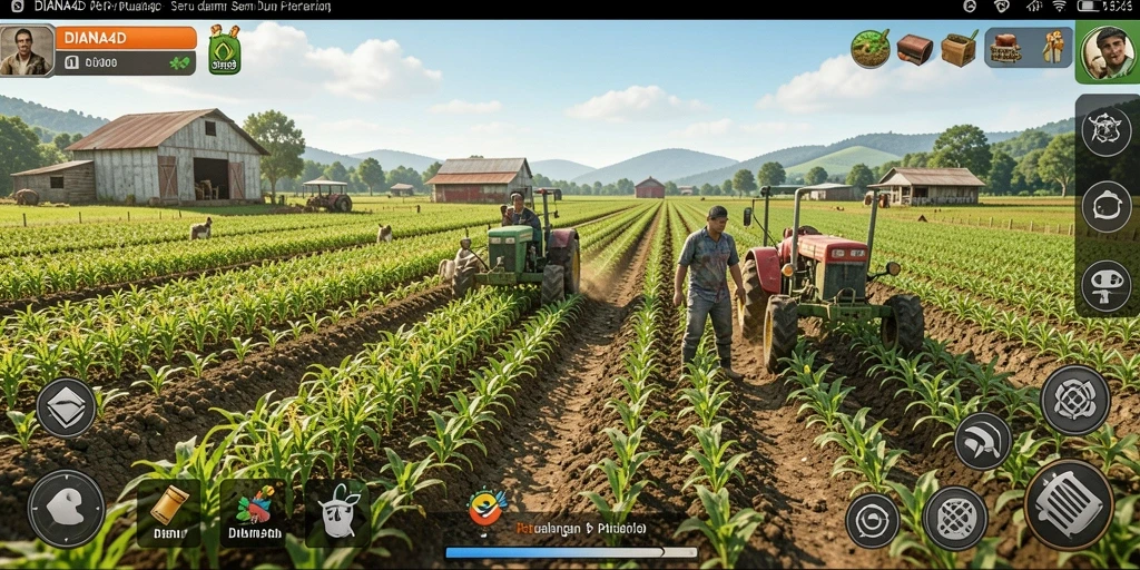 Tampilan gameplay pertanian yang menarik dan interaktif.