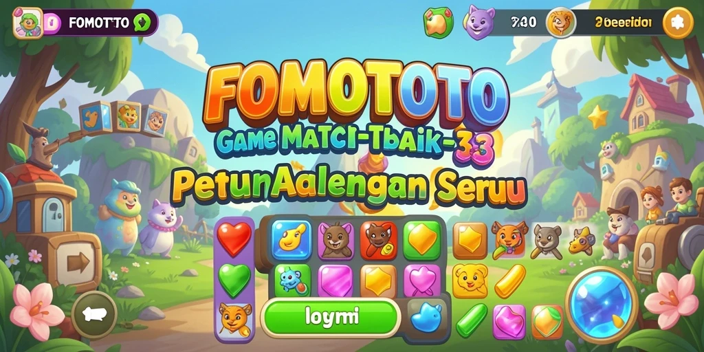 Tampilan gameplay FOMOTOTO yang menawan dengan berbagai level Match-3 menantang.