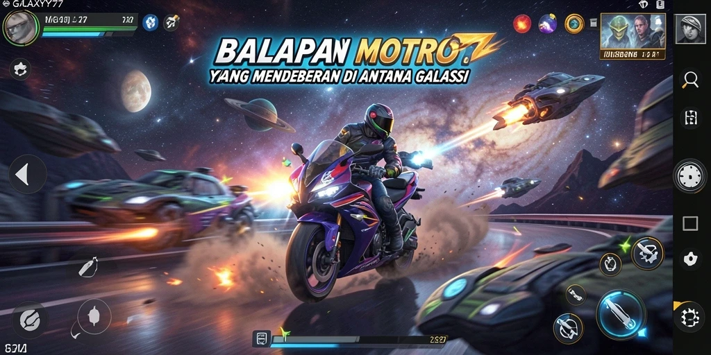 Gameplay menegangkan di GALAXY77 dengan balapan motor seru.