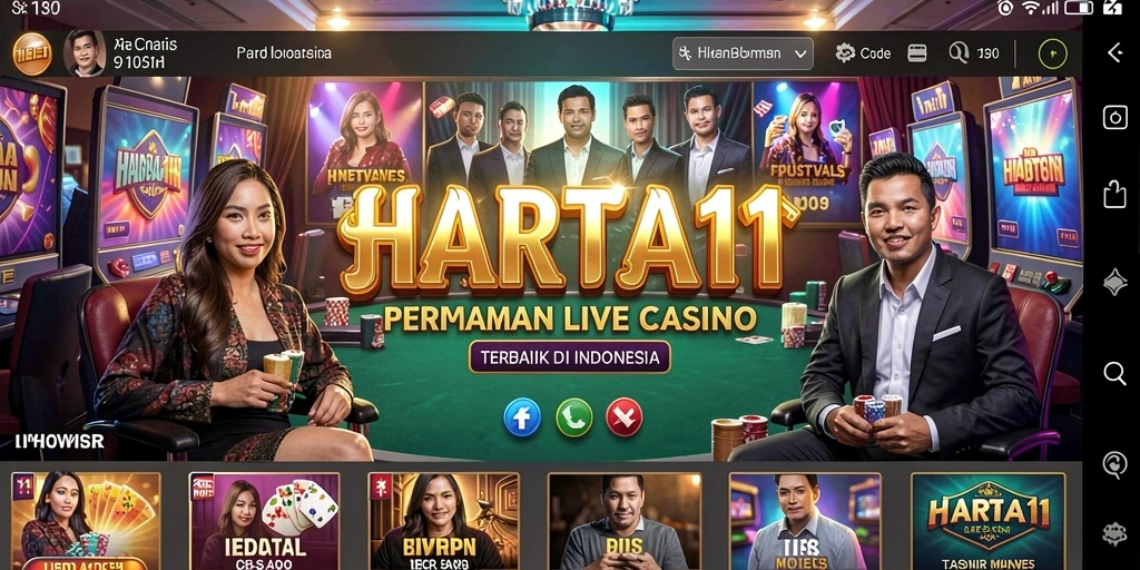 Screenshot HARTA11 menampilkan dealer profesional dalam permainan Live Casino.