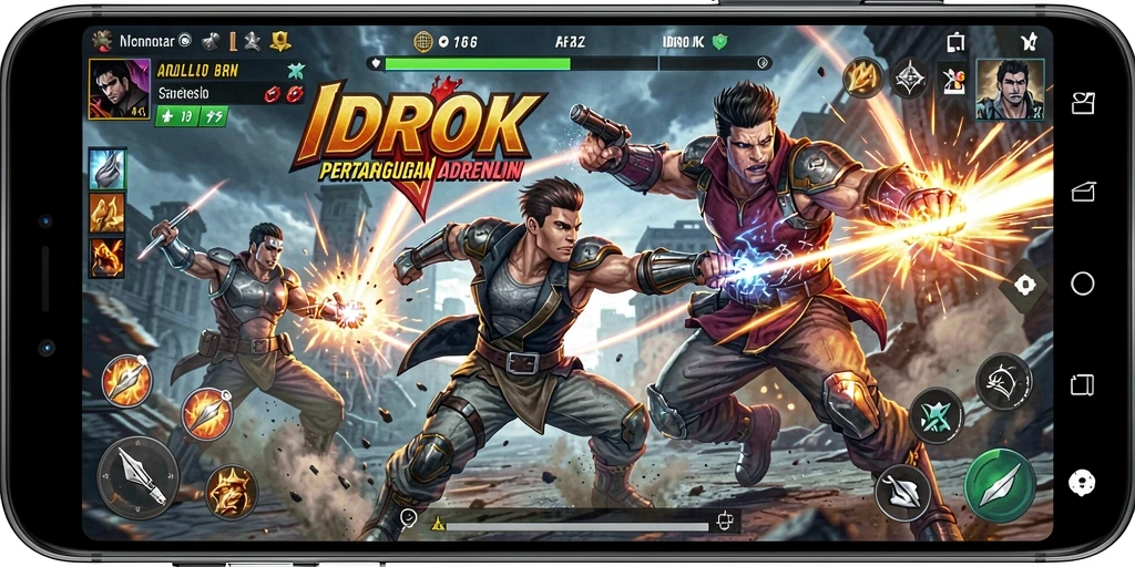 Tampilan gameplay IDROK memperlihatkan pertarungan yang seru dan menegangkan.