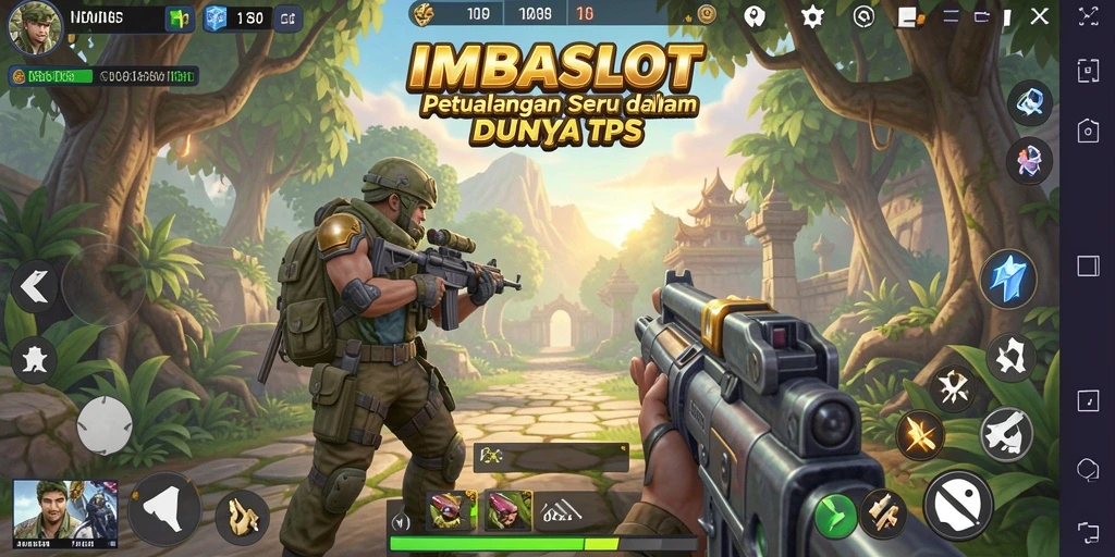 Screenshot utama IMBASLOT dengan tampilan gameplay TPS yang menarik.