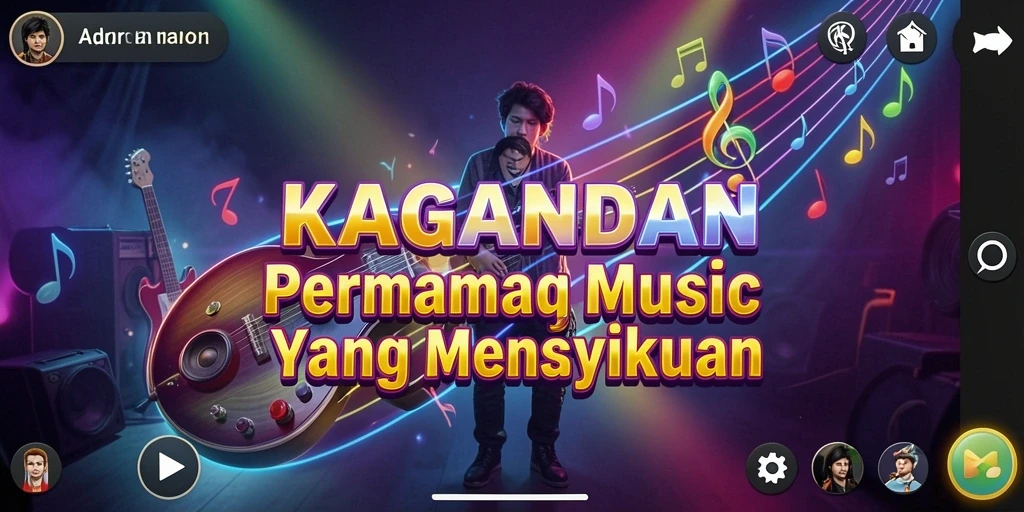 Screenshot utama KAGANDAN menampilkan gameplay musik yang interaktif.