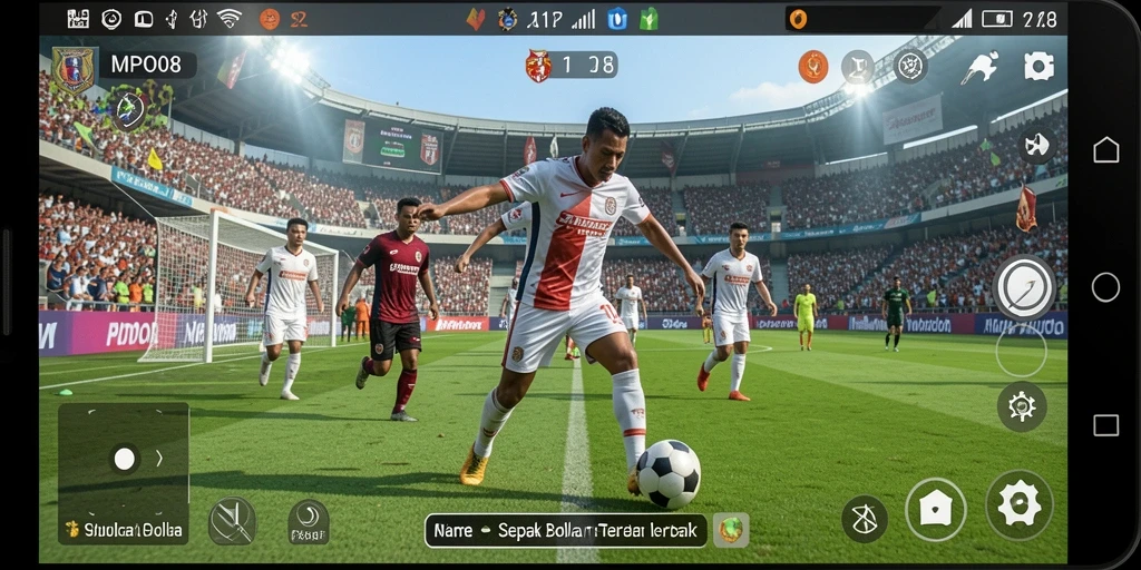 Tampilan menarik dalam gameplay game sepak bola MPO08.
