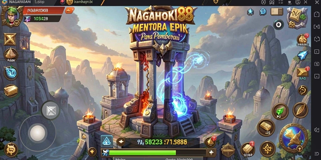 Tampilan gameplay NAGAHOKI88 yang menampilkan pertahanan menara.