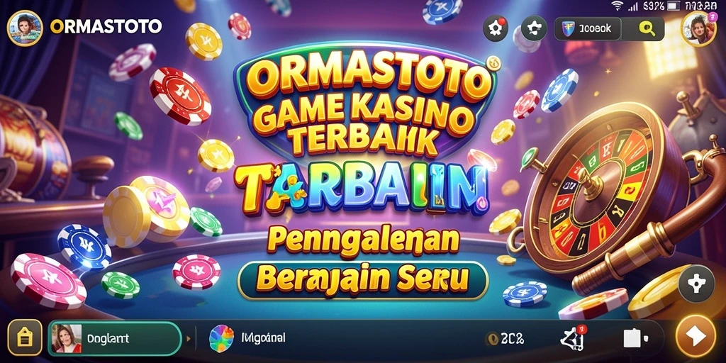 Screenshot gameplay ORMASTOTO yang menampilkan suasana kasino yang menarik.