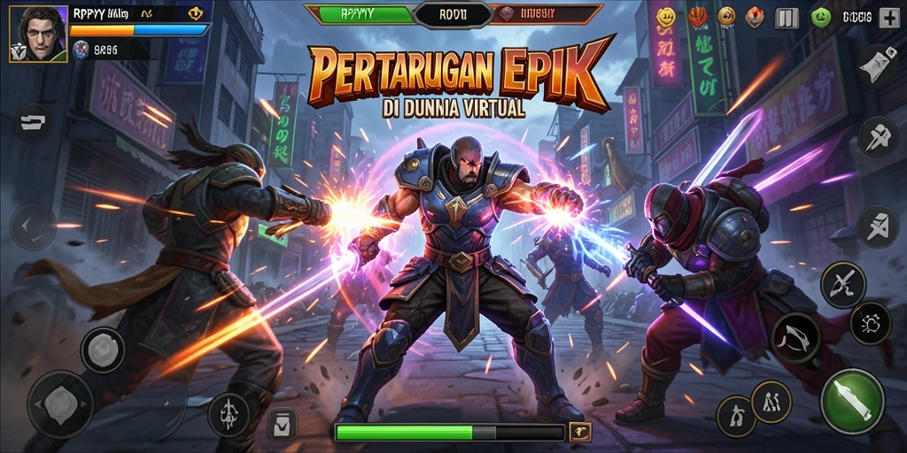 Tampilan seru dari gameplay RPYYY menampilkan aksi pertarungan yang mendebarkan.