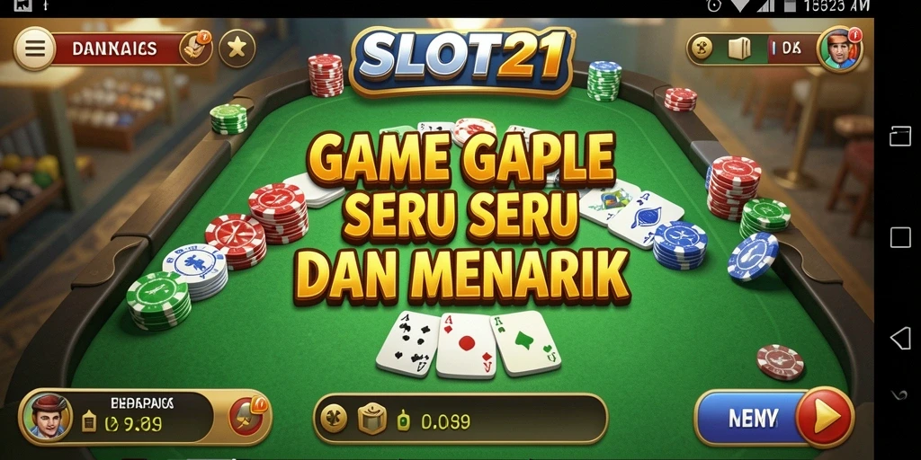 Screenshot utama SLOT21 menunjukkan gameplay Gaple yang seru.