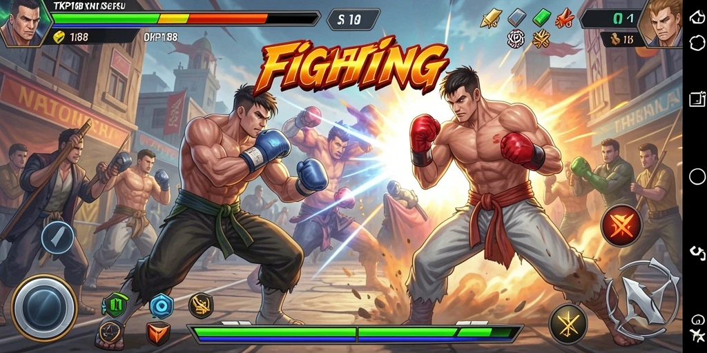 Screenshot TKP188 menunjukkan aksi pertarungan yang intens dan penuh warna.