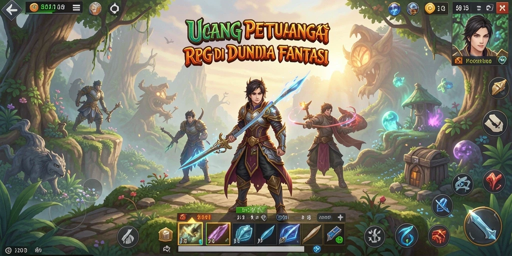 Screenshot UANG yang menampilkan aksi pertempuran RPG yang seru.